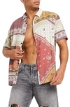 Topman Patchwork Bandana Short Sleeve Button-up Shirt In Multi