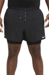 Nike Dri-fit Flex Stride Pocket 2-in-1 Running Shorts In Black/ Black