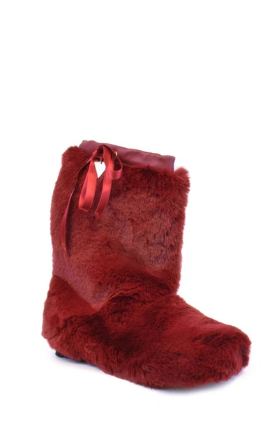 Valentina Rangoni Fluffity Faux Fur Slipper Boot In Ruby Veg Feltre