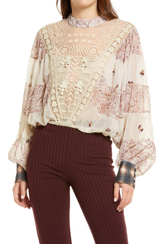 Free People Fiona Lace Peasant Blouse ...