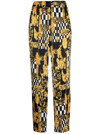 Junya Watanabe Pleated Versace-print Trousers In Black White Junya Watanabe Pleated Versace-print Trousers In Black White