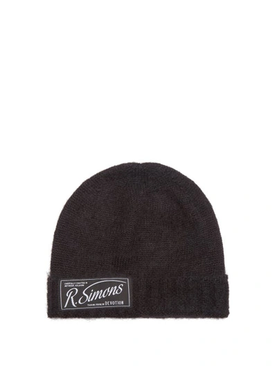 Raf Simons Logo-patch Beanie Hat In Black