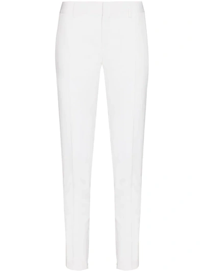 Saint Laurent Pleated Front Slim-fit Trousers In Neutrals