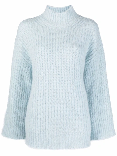 A.p.c. Wide-sleeve Knitted Jumper In Light Blue