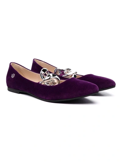 Florens Teen Cable-link Ballerina Shoes In Viola