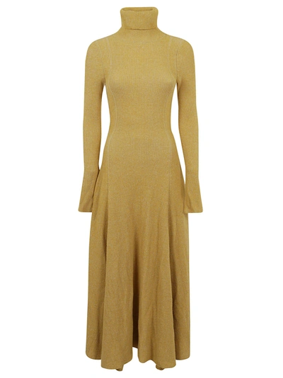 Alanui Sierra Eco Ribbed-knit Dress In Yellow