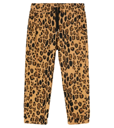 Mini Rodini Kids' Leopard Printed Fleece Sweatpants In Neutrals