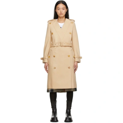 Burberry Womens Soft Fawn V-neck Cashmere-wool Blend Trench Coat 6 In Beige
