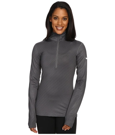 Nike - Pro Warm Top Long Sleeve 1/2 Zip Circledrome (dark/grey White) Women's Long Sleeve Pullover