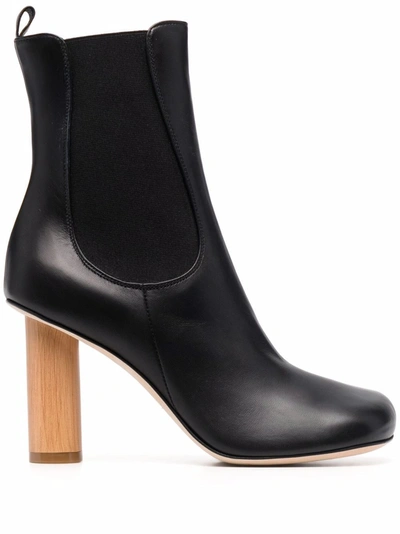 A.w.a.k.e. Round Toe High Heel Ankle Boot 95mm Wooden Heel In Black