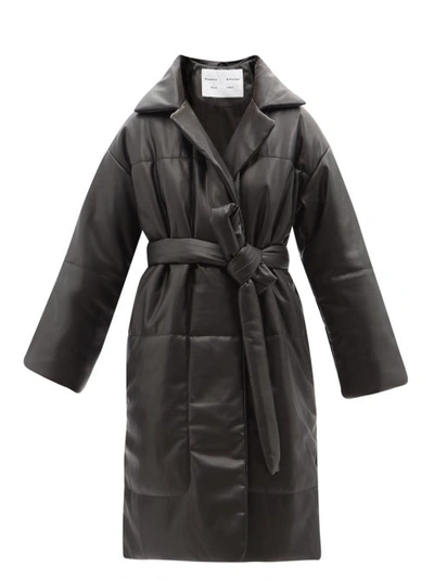 Proenza Schouler White Label Belted Quilted Faux Leather Coat In Black