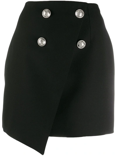 Balmain Double-breasted Asymmetric Skirt In Black