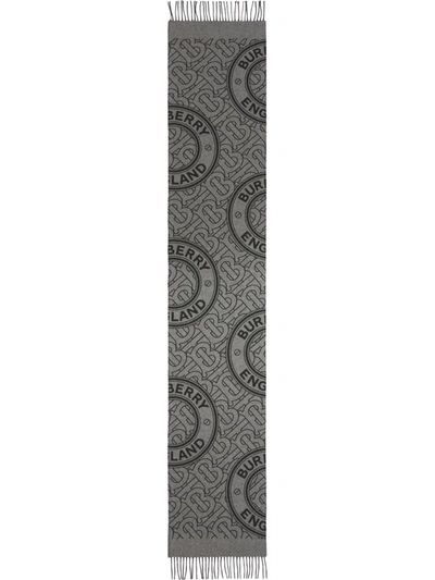 Burberry Women's Reversible Check & Monogram Cashmere Scarf In Shale Grey