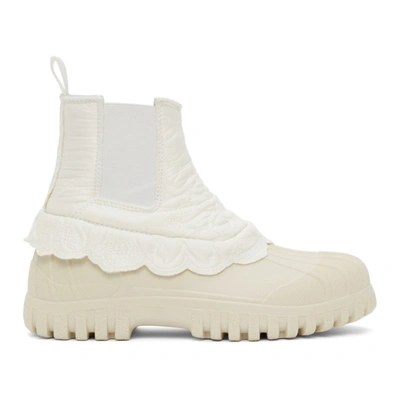 Cecilie Bahnsen Julian Scalloped Quilted Silk And Rubber Chelsea Boots In White