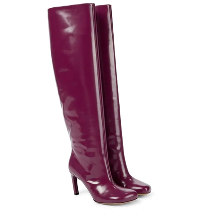 Dries Van Noten Leather Knee-high Boots In Purple