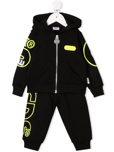 Gcds Babies' Logo-print Cotton Tracksuit Set In Black