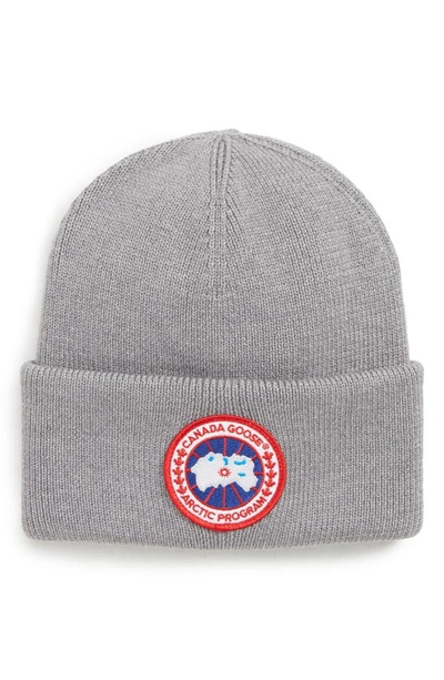 Canada Goose Arctic Disc Merino Wool Toque Beanie In Heather Grey