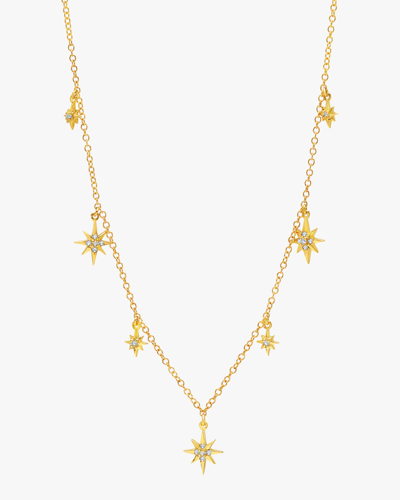 Graziela Gems Gems 14k Yellow Gold Diamond Starburst Dangle Statement Necklace, 20