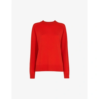 Whistles Womens Red Round-neck Cashmere Jumper L