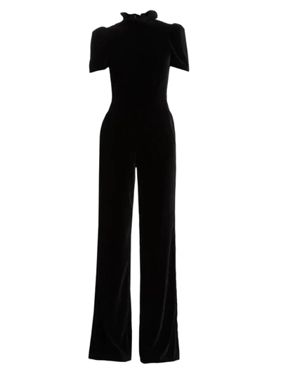 Alice And Olivia Women's Jorah Puff-sleeve Wide-leg Jumpsuit In Black
