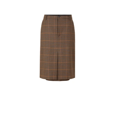 Balenciaga Flt Box Flt Box Skirt In Houndstooth Recycled Wool Skirt In Beige