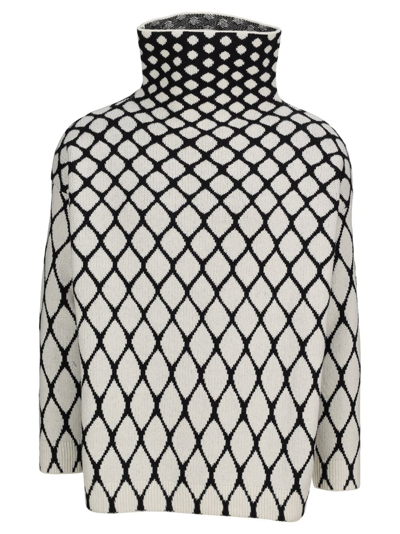 Valentino Oversized Virgin Wool-jacquard Rollneck Sweater In #add8e6