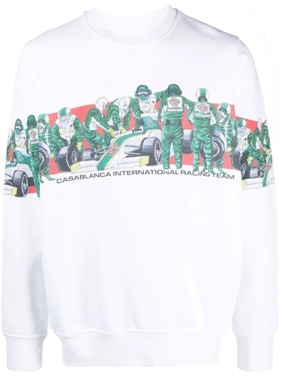 Casablanca Graphic-print Long-sleeve Sweatshirt In White