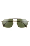 Burberry 59mm Aviator Sunglasses In Light Gold/ Dark Green