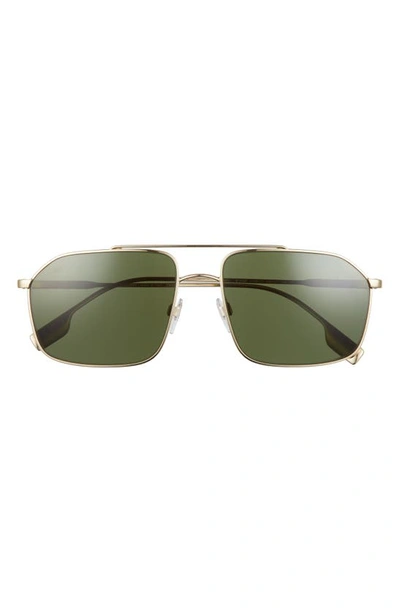 Burberry 59mm Aviator Sunglasses In Light Gold/ Dark Green