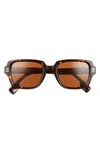 Burberry 51mm Rectangular Sunglasses In Dark Havana/ Dark Brown