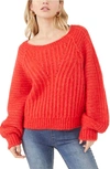 Free People Carter Pullover Sweater In Red Hot