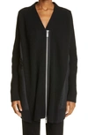 Sacai Nylon Twill & Wool Cardigan In Black