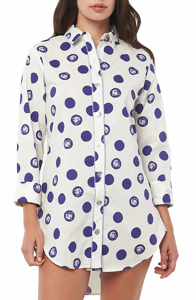 The Lazy Poet Sissy Dots Cotton Nightshirt In Dots White