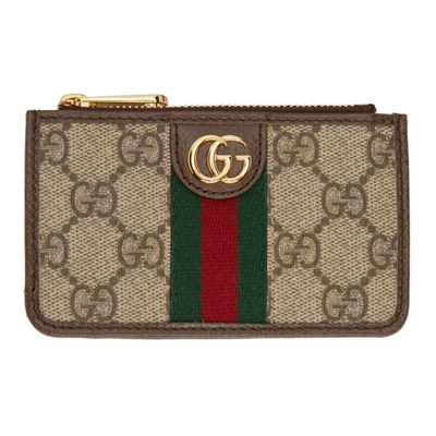 Gucci Ophidia Gg Supreme Canvas Cardholder In Brown