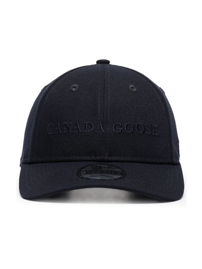 Canada Goose Navy Logo Embroidered Baseball Cap In Blue