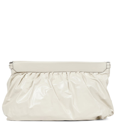 Isabel Marant Luz Embossed Leather Clutch In Grey-lt