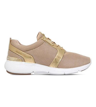 Michael Michael Kors Amanda Metallic-leather And Mesh Trainers In Gold |  ModeSens