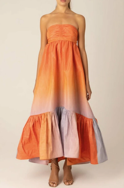 Silvia Tcherassi Cerrano Gradient Halterneck Maxi Dress In Orange