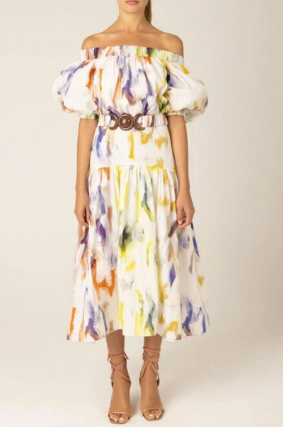 Silvia Tcherassi Sindone Off-the-shoulder Belted Midi Dress In White