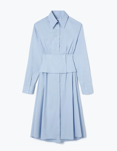 A Line Light-blue Sculpting-waist Belt Dress In Blush