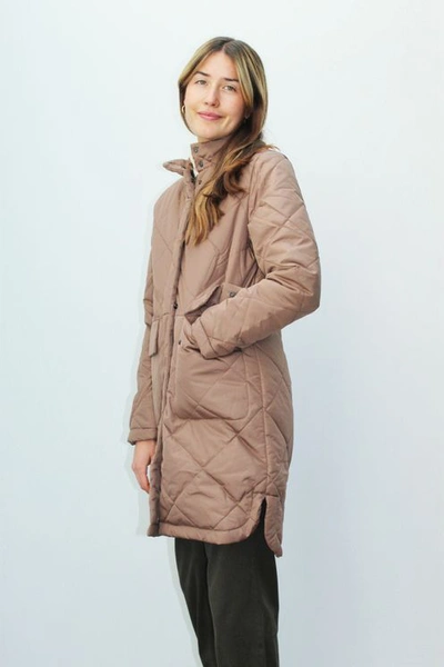 Selected Femme Slf Naddy Quilted Coat In Caribou In Brown | ModeSens