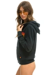 Aviator Nation 5-stripe Zip Hoodie In Charcoal/ Neon Rainbow Blue