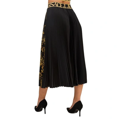 Versace Jeans Couture Baroque Animalier Pleated Skirt In Black