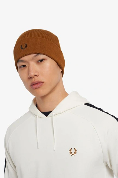 Fred Perry Authentics Fred Perry Merino Wool Beanie - Dark Caramel In Brown  | ModeSens