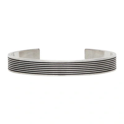 Saint Laurent Stripe Cuff Bracelet In 8142 Argent Oxyde