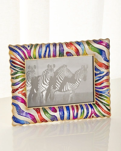 Jay Strongwater Wyatt Zebra 5'' X 7'' Frame In Rainbow