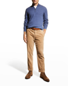 Brunello Cucinelli Men's Cashmere 1/4-zip Sweater In Denim