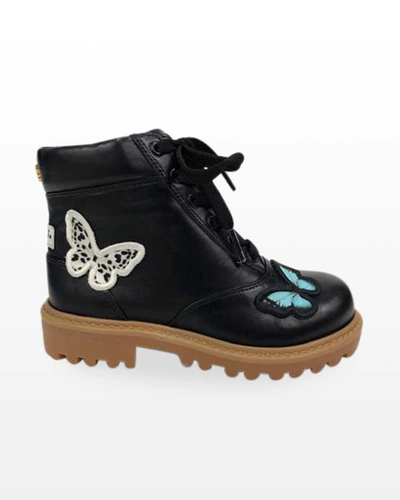 Sophia Webster Girl's Tia Butterfly Combat Boots, Baby/toddler/kids In Black Melange