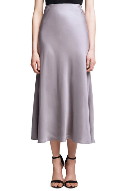 L Agence Clarisa Bias Cut Satin Skirt In Steeple Gray