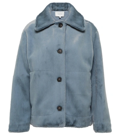 Vince Plush Casual Jacket In Blue